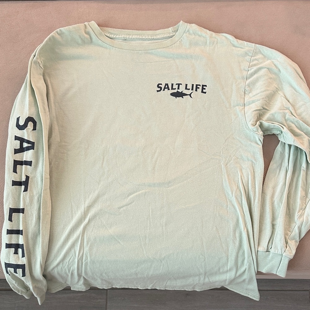 Salt Life Mint Long Sleeve Shirt with Navy Accents